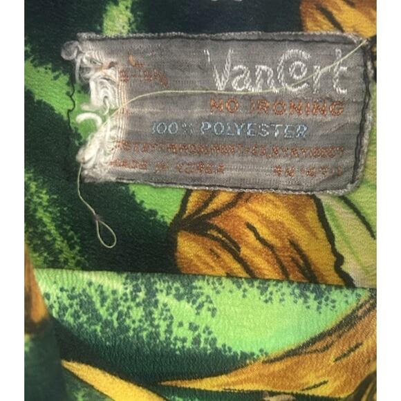 Vintage 1970s Van Cort Men Sz Large Shirt Islander Hawaiian Print Pointed Collar - Picture 2 of 16